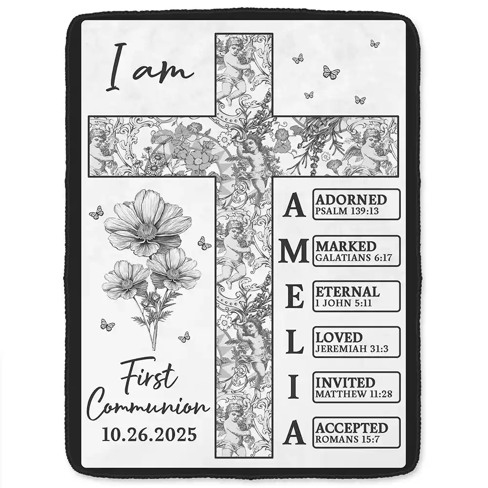 New baby,New Mom,New Dad,Christian,Love - Newborn Baby Baptized Dedicated Christened First Communion - Personalized Fleece Blanket, Sherpa Blanket