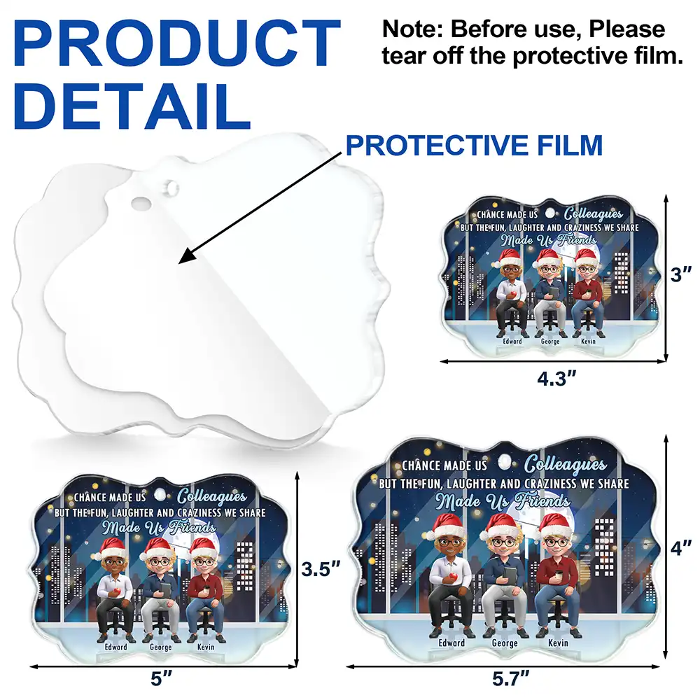 Gifts For Colleagues,Gift For Bestie,Funny,Christmas - Colleagues But The Craziness We Share Made Us Friends - Personalized Medallion Acrylic Ornament