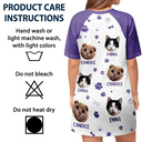 Pet Mom,Custom Photo,Happy - Custom Photo Paw Prints In My Heart Pet Mom Dad Dog Cat Lover - Personalized Women's Sleep Tee
