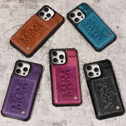 Gift For Mother,Gift For Grandma,Happy - Embossed Flower Leather Mom We Love You - Personalized Leather Flip Wallet Phone Case