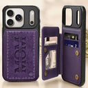 Gift For Mother,Gift For Grandma,Happy - Embossed Flower Leather Mom We Love You - Personalized Leather Flip Wallet Phone Case