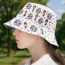 Gift For Mother,Gift For Grandma,Happy,Summer,Gift For Father,Gift For Grandpa,Independence Day,Photo,Icon,Humorous - Custom Photo Stars & Stripes Best Dad Mom Grandpa Grandma Ever - Personalized Bucket Hat