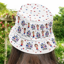 Gift For Mother,Gift For Grandma,Happy,Summer,Gift For Father,Gift For Grandpa,Independence Day,Photo,Icon,Humorous - Custom Photo Stars & Stripes Best Dad Mom Grandpa Grandma Ever - Personalized Bucket Hat