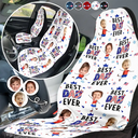 Gift For Father,Gift For Grandpa,Independence Day,Gift For Mother,Gift For Grandma,Photo,Icon,Humorous - Custom Photo Stars & Stripes Best Mom Dad Grandma Grandpa Ever - Personalized Car Seat Cover