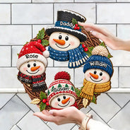 Christmas, Family, Grandparents, Happy, Icon, Top Market - Christmas Decor For Grandparents - Personalized Snowman Wreath Wood Sign