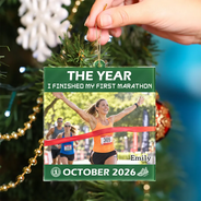 Christmas,Custom Photo,Gift For Yourself,Gifts For Her,Gifts For Him,Inspirational,Running,Top Market,Upload Full Photo - Christmas Gift For Runner - Personalized Custom Photo And Date First Marathon Finisher Acrylic Ornament