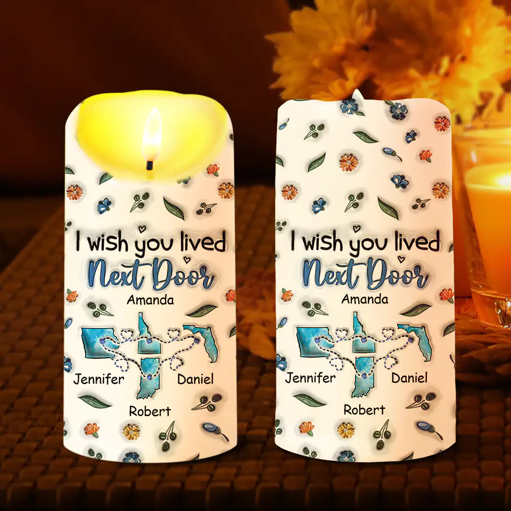Gift For Bestie, Gift For Sisters - I Wish We Lived Closer - Personalized Flameless LED Candle