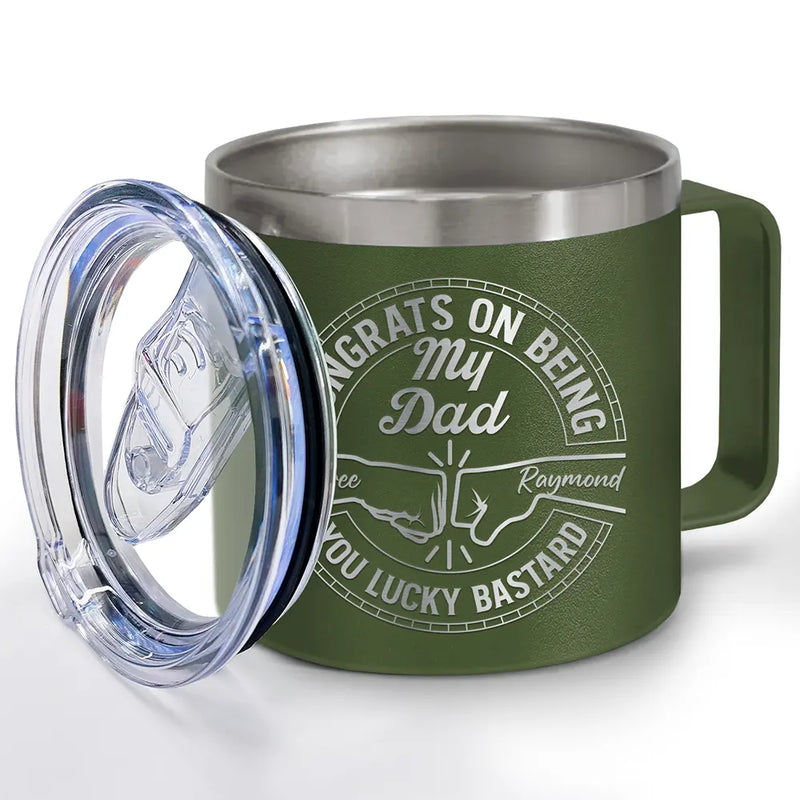 Gift For Brothers, Gift For Bestie, Gift For Men - Congrats On Being My Brother You Lucky Man - Personalized 14oz Stainless Steel Tumbler With Handle