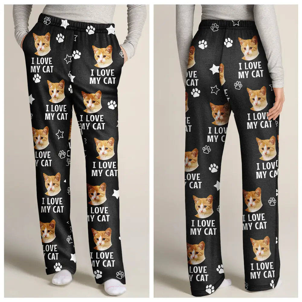 Christmas,Pet Lovers,Cat Lovers,Dog Lovers,Custom Photo,Happy - Custom Photo I Love My Fur Babies - Personalized Pajama Pants