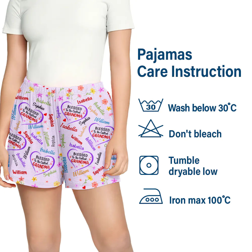 Gift For Grandma, Gift For Mother - Bless To Be Called Grandma Nana Auntie - Personalized Pajama Shorts