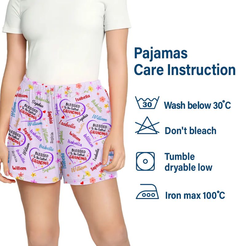 Gift For Grandma, Gift For Mother - Bless To Be Called Grandma Nana Auntie - Personalized Pajama Shorts