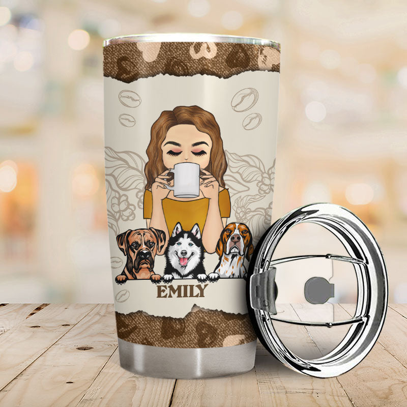 I Run On Caffein Dog Hair - Gift For Dog Owner - Personalized Custom Tumbler