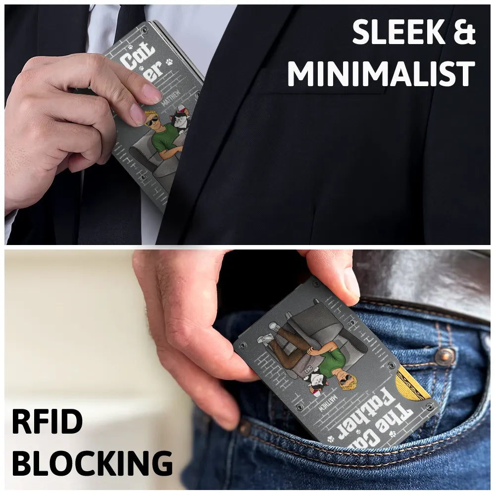 Pet Lovers, Pet Dad - Pet Dad The Dog Father Funny Dog Cat - Personalized Card Wallet With Money Clip