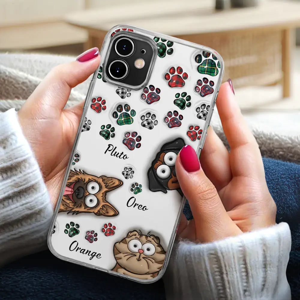 Pet Lovers, Dog Lovers, Cat Lovers - Dog Cat Paw Prints - 3D Inflated Effect Printed, Personalized Clear Phone Case