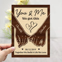 Gift For Couples,Gift For Husband,Gift For Wife,Love - Couple Holding Hands Together Till Our Last Breath - Personalized 2-Layered Wooden Plaque With Stand