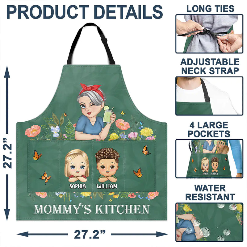 Gift For Grandma, Gift For Mother - Grandma's Kitchen With Grandkids - Personalized Apron
