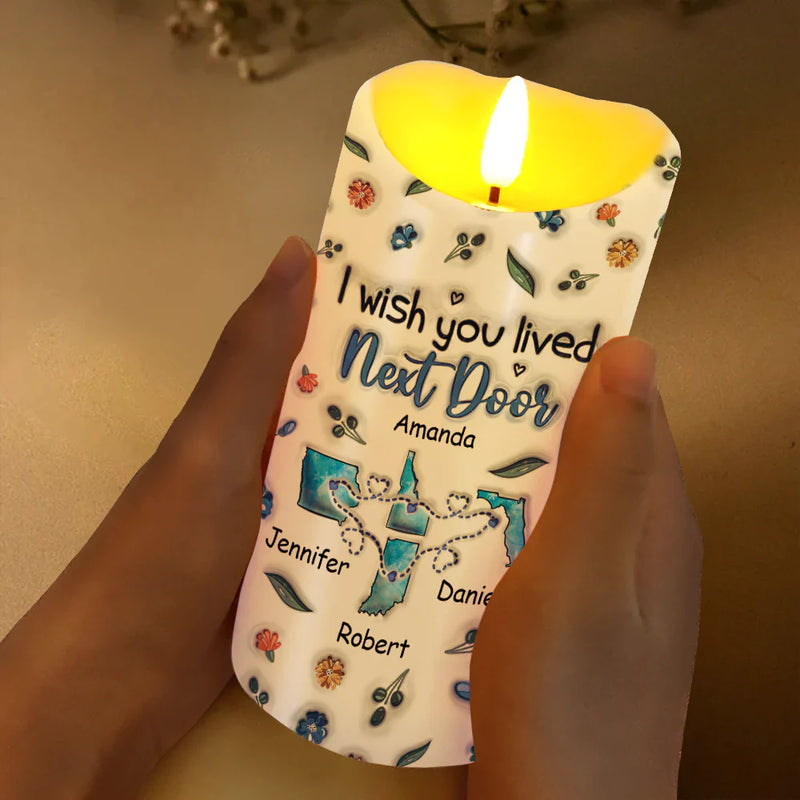 Gift For Bestie, Gift For Sisters - I Wish We Lived Closer - Personalized Flameless LED Candle