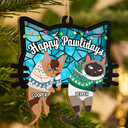 Christmas,Happy,Pet Lovers,Cat Lovers - Hanging Cats Meowy Catmas - Personalized Wooden Cutout Ornament