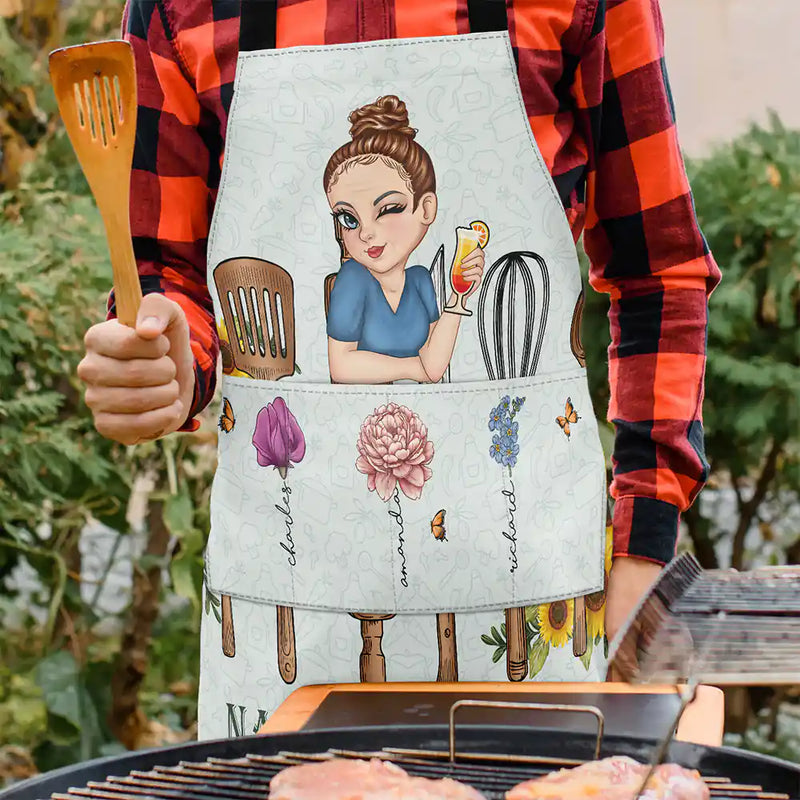 Christmas,Happy,Gift For Grandma,Gift For Mother - Grandma's Flower Kitchen - Personalized Apron