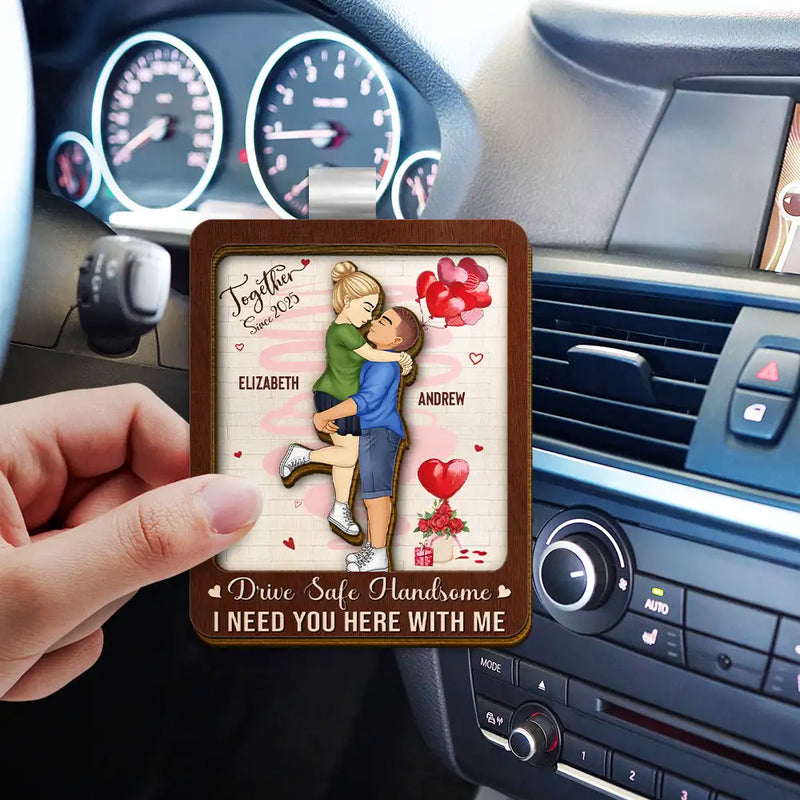 Gift For Couples, Gift For Husband, Gift For Boyfriend - Hugging Couple Together Since - Personalized Custom Shaped Car Visor Clip