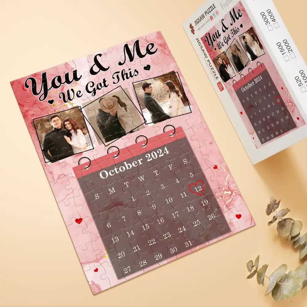 Gift For Couples,Gift For Husband,Gift For Wife,Custom Photo,Love - Custom Photo Calendar Couple The Day Our Journey Began - Personalized Jigsaw Puzzle