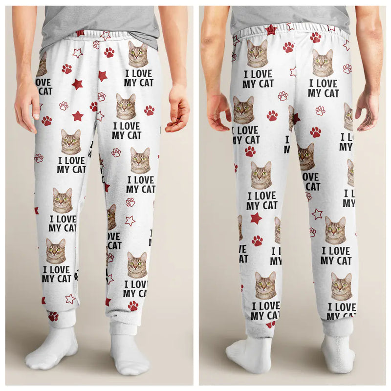 Christmas,Pet Lovers,Cat Lovers,Dog Lovers,Custom Photo,Happy - Custom Photo I Love My Fur Babies - Personalized Pajama Pants
