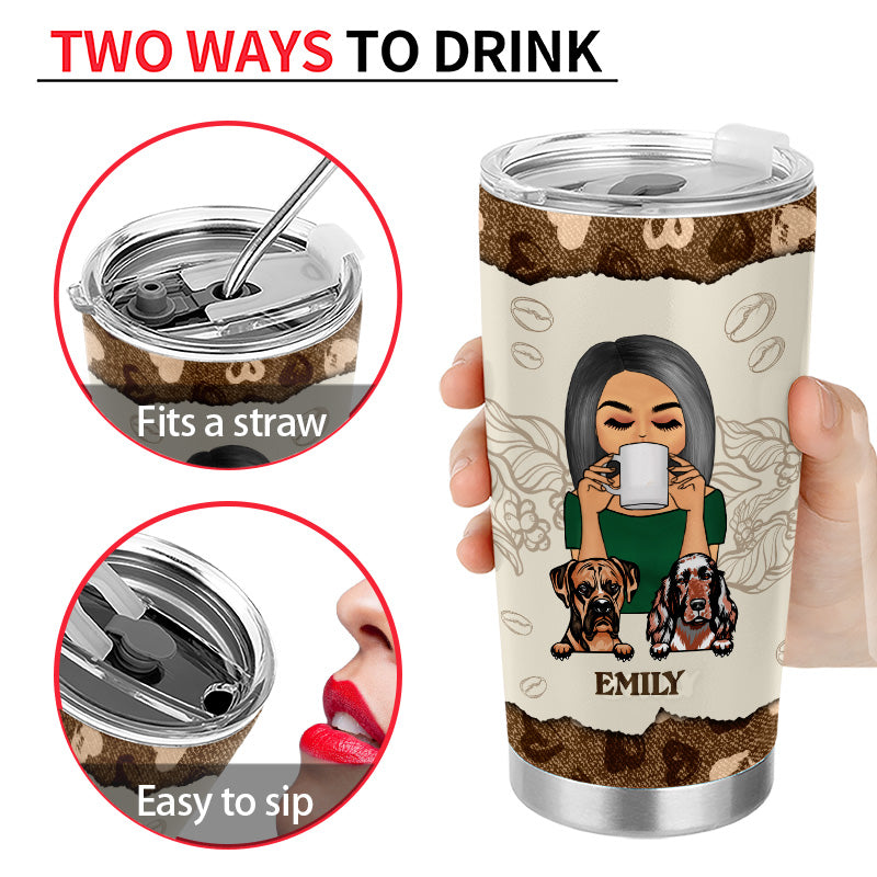 I Run On Caffein Dog Hair - Gift For Dog Owner - Personalized Custom Tumbler
