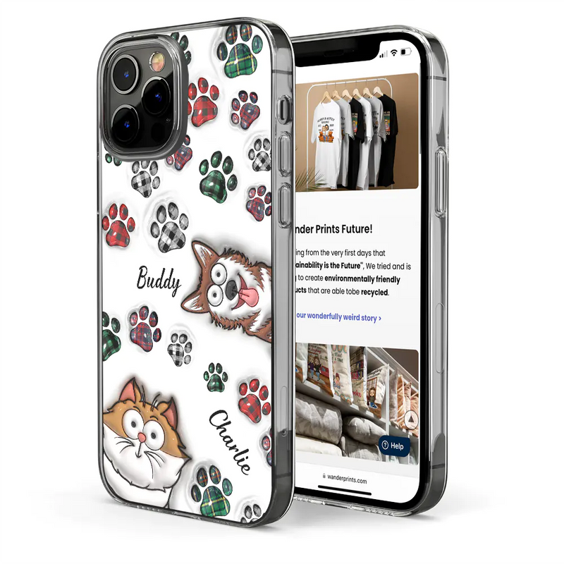 Pet Lovers, Dog Lovers, Cat Lovers - Dog Cat Paw Prints - 3D Inflated Effect Printed, Personalized Clear Phone Case