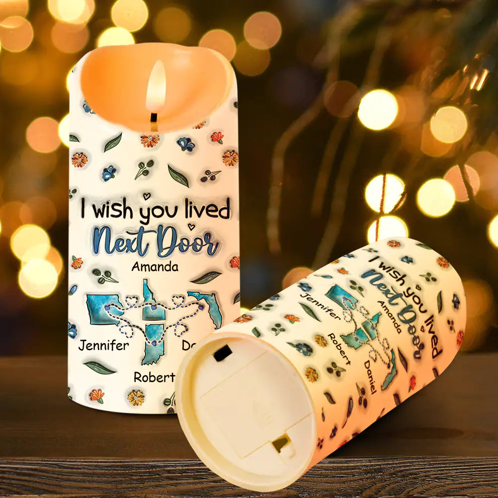 Gift For Bestie, Gift For Sisters - I Wish We Lived Closer - Personalized Flameless LED Candle
