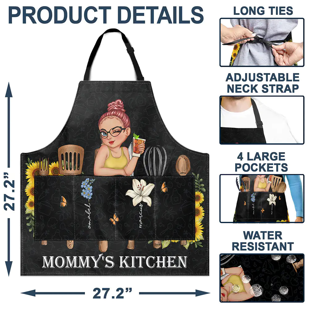 Christmas,Happy,Gift For Grandma,Gift For Mother - Grandma's Flower Kitchen - Personalized Apron