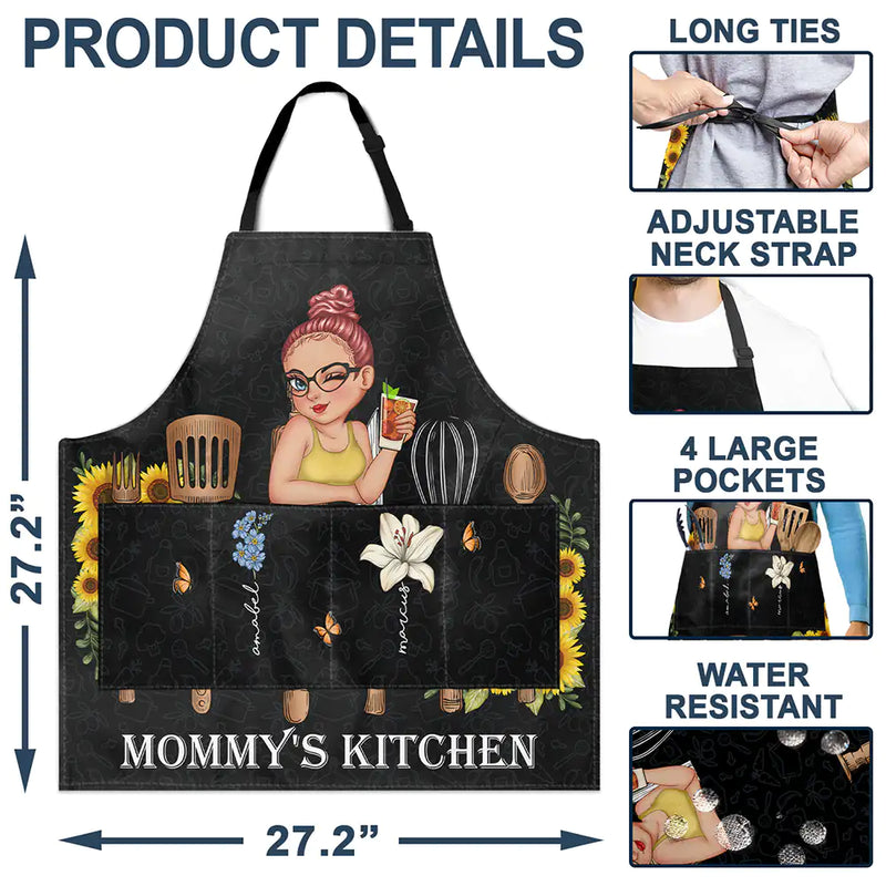 Christmas,Happy,Gift For Grandma,Gift For Mother - Grandma's Flower Kitchen - Personalized Apron