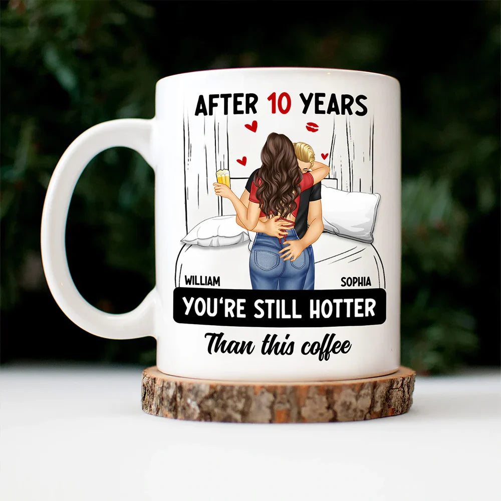 Gift For Couples,Gift For Husband,Gift For Wife,Funny - Hot Kissing Couple After Years Hotter Than This Coffee - Personalized Mug