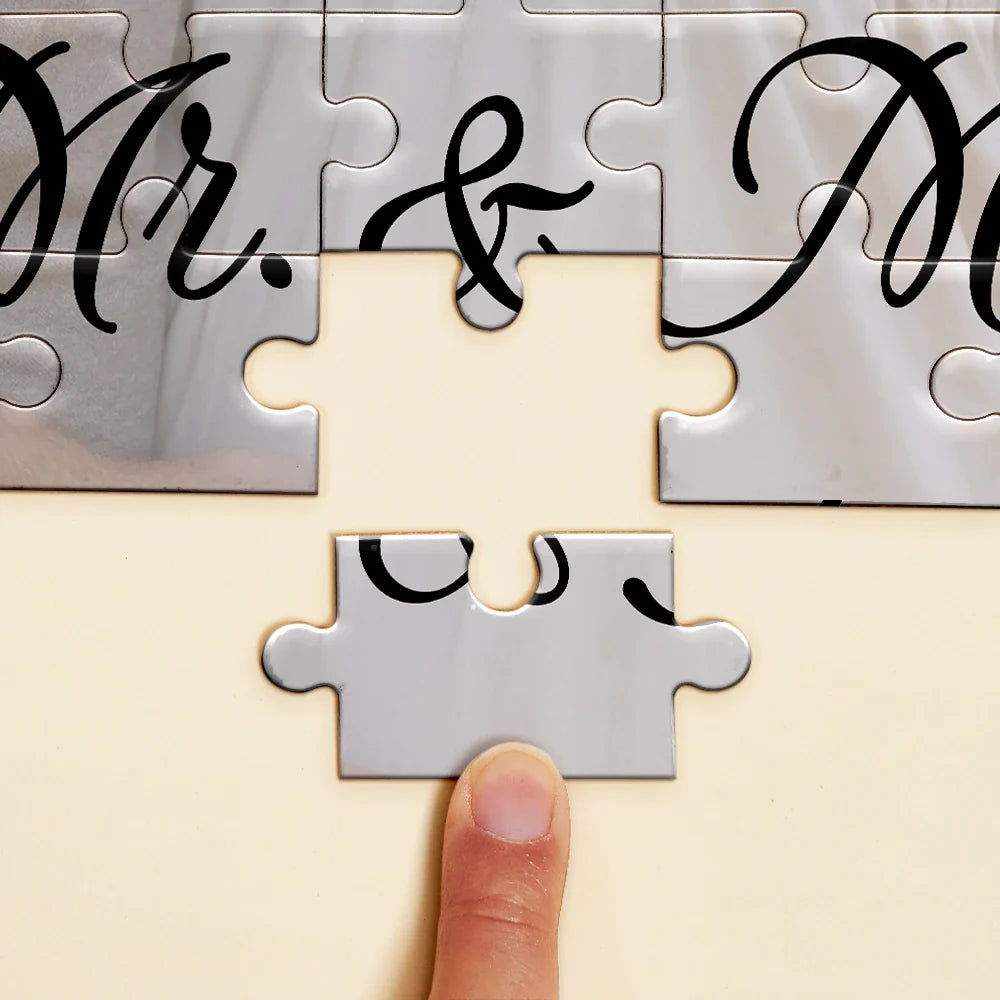 Gift For Couples, Gift For Husband, Gift For Wife - Custom Photo Our First Anniversary As Mr. & Mrs. - Personalized Jigsaw Puzzle