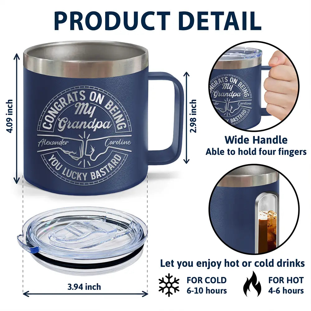 Gift For Brothers, Gift For Bestie, Gift For Men - Congrats On Being My Brother You Lucky Man - Personalized 14oz Stainless Steel Tumbler With Handle