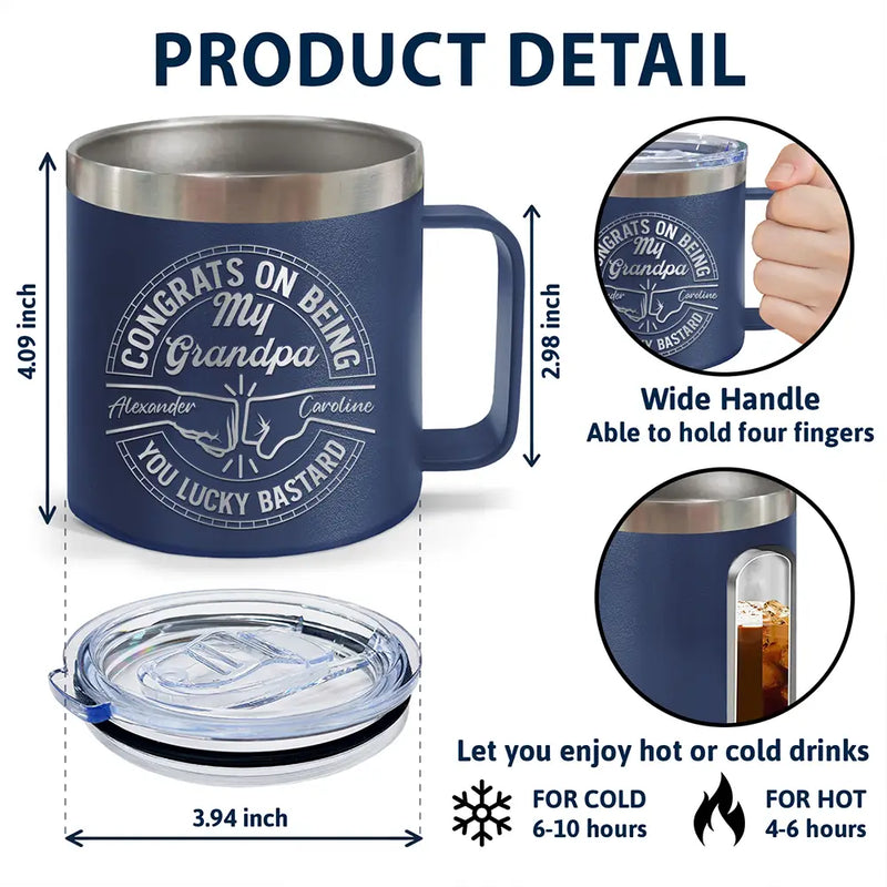 Gift For Brothers, Gift For Bestie, Gift For Men - Congrats On Being My Brother You Lucky Man - Personalized 14oz Stainless Steel Tumbler With Handle