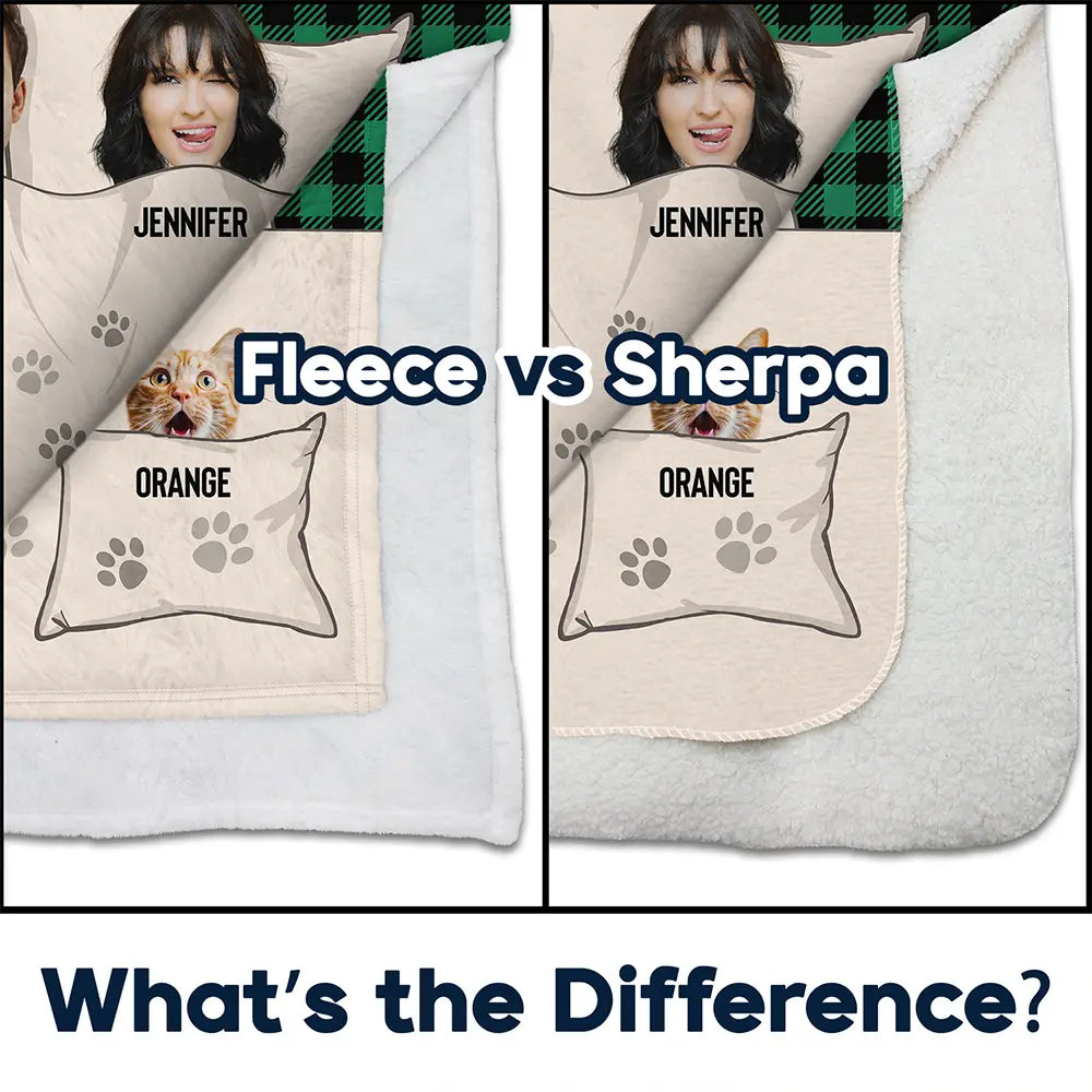 Gift For Couples, Gift For Husband, Gift For Wife, Pet Couple, Pet Lovers - Custom Photo You & Me And The Dogs Cats Fur Babies - Personalized Fleece Blanket, Sherpa Blanket
