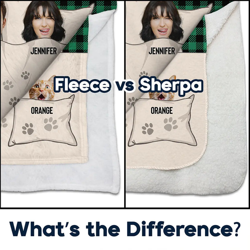 Gift For Couples, Gift For Husband, Gift For Wife, Pet Couple, Pet Lovers - Custom Photo You & Me And The Dogs Cats Fur Babies - Personalized Fleece Blanket, Sherpa Blanket