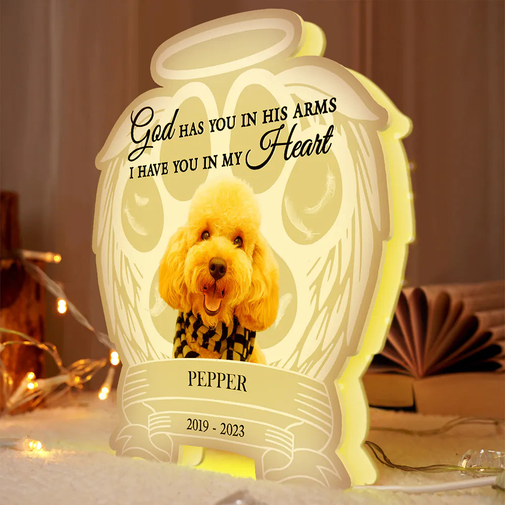 Pet Lovers,Memorial,Custom Photo,Sad - Custom Photo Your Light Will Always Shine In My Heart Pet Memorial - Personalized Custom Shaped Light Box