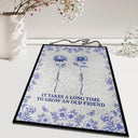 Gift For Bestie,Love - Toile De Jouy Butterfly Birth Flower Grow An Old Friend - Personalized Vertical Stained Glass Suncatcher