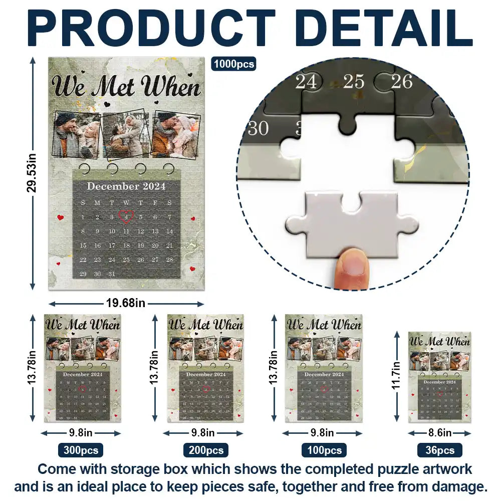 Gift For Couples,Gift For Husband,Gift For Wife,Custom Photo,Love - Custom Photo Calendar Couple The Day Our Journey Began - Personalized Jigsaw Puzzle