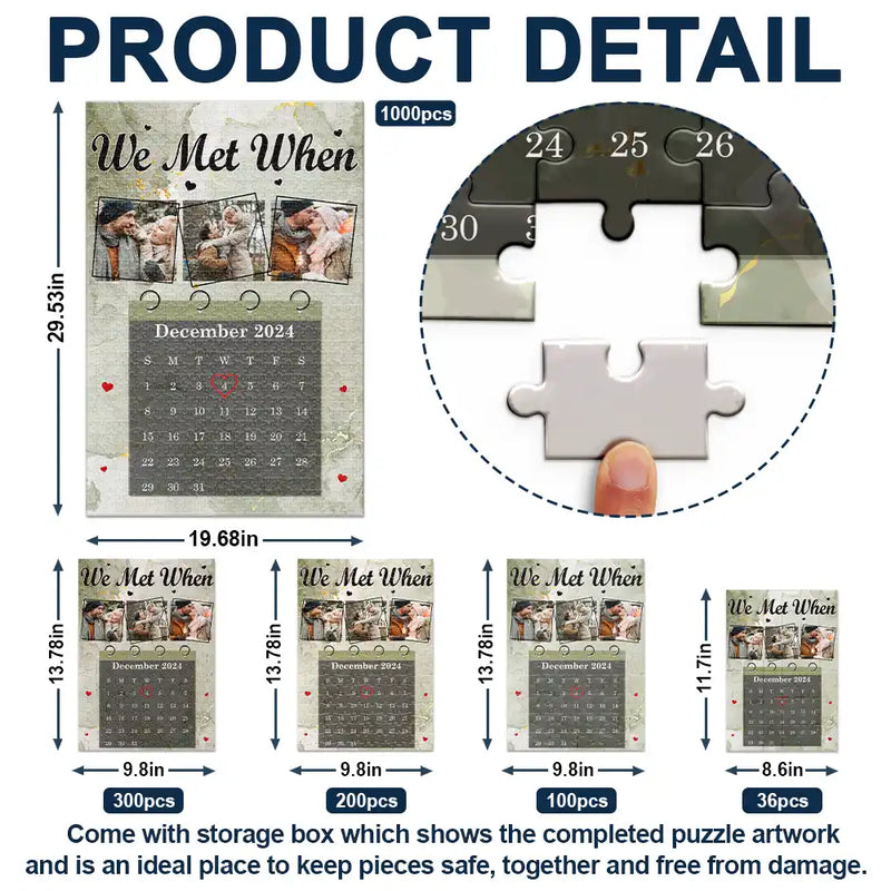 Gift For Couples,Gift For Husband,Gift For Wife,Custom Photo,Love - Custom Photo Calendar Couple The Day Our Journey Began - Personalized Jigsaw Puzzle