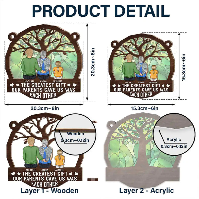 Family,Parents,Gift For Daughter,Gift For Son,Happy - Life Is Better With Family - Personalized Window Hanging Suncatcher Ornament