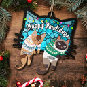 Christmas,Happy,Pet Lovers,Cat Lovers - Hanging Cats Meowy Catmas - Personalized Wooden Cutout Ornament