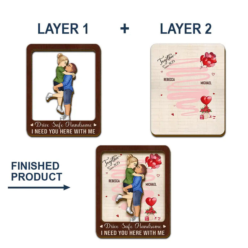 Gift For Couples, Gift For Husband, Gift For Boyfriend - Hugging Couple Together Since - Personalized Custom Shaped Car Visor Clip