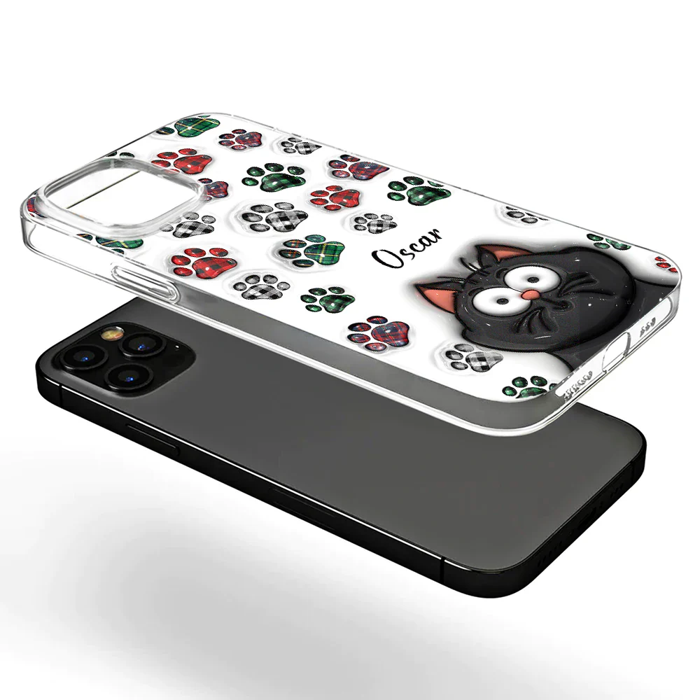 Pet Lovers, Dog Lovers, Cat Lovers - Dog Cat Paw Prints - 3D Inflated Effect Printed, Personalized Clear Phone Case