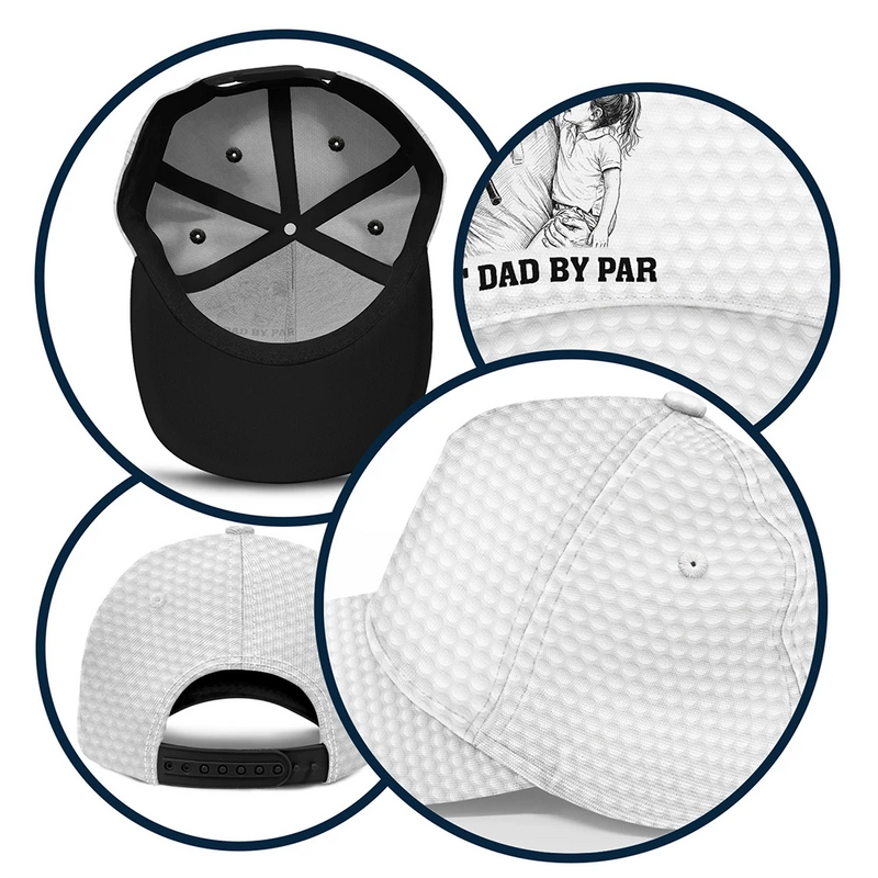 Gift For Father,Gift For Grandpa,Golf,Happy - Custom Photo Pencil Sketch Best Dad Grandpa By Par Golf Clubs - Personalized Classic Cap