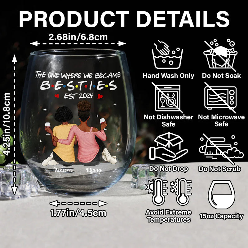 Celle où nous sommes devenues sœurs - Verre à vin sans pied personnalisé