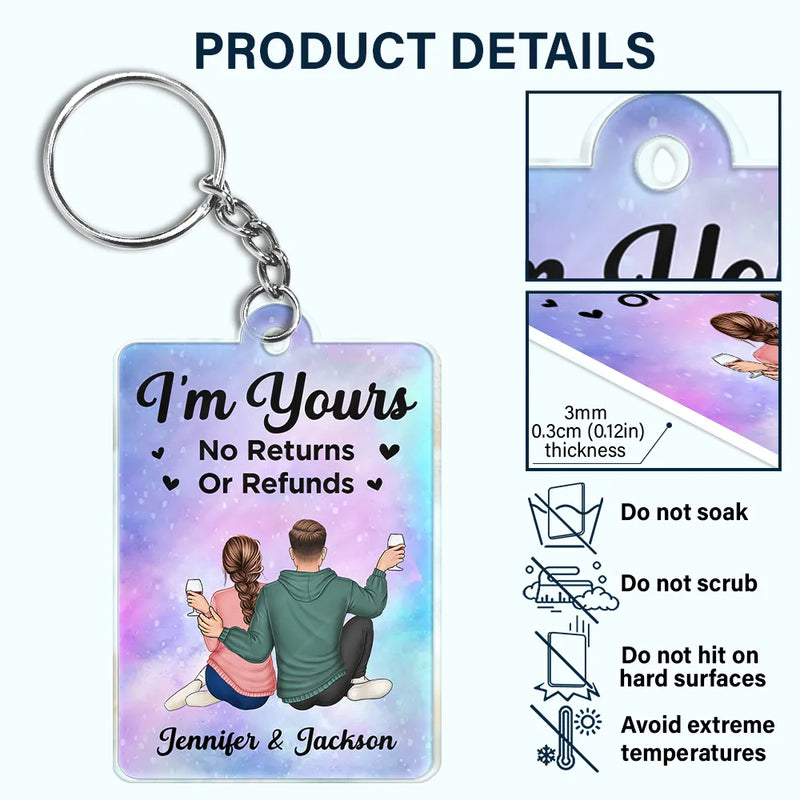 Gift For Couples,Gift For Husband,Gift For Wife,Gift For Boyfriend,Gift For Girlfriend,Happy,Non-Eng,QR Code,Vector,Romantic - Couple Favourite Song I'm Yours No Returns - Gift For Couples - Personalized Acrylic Keychain