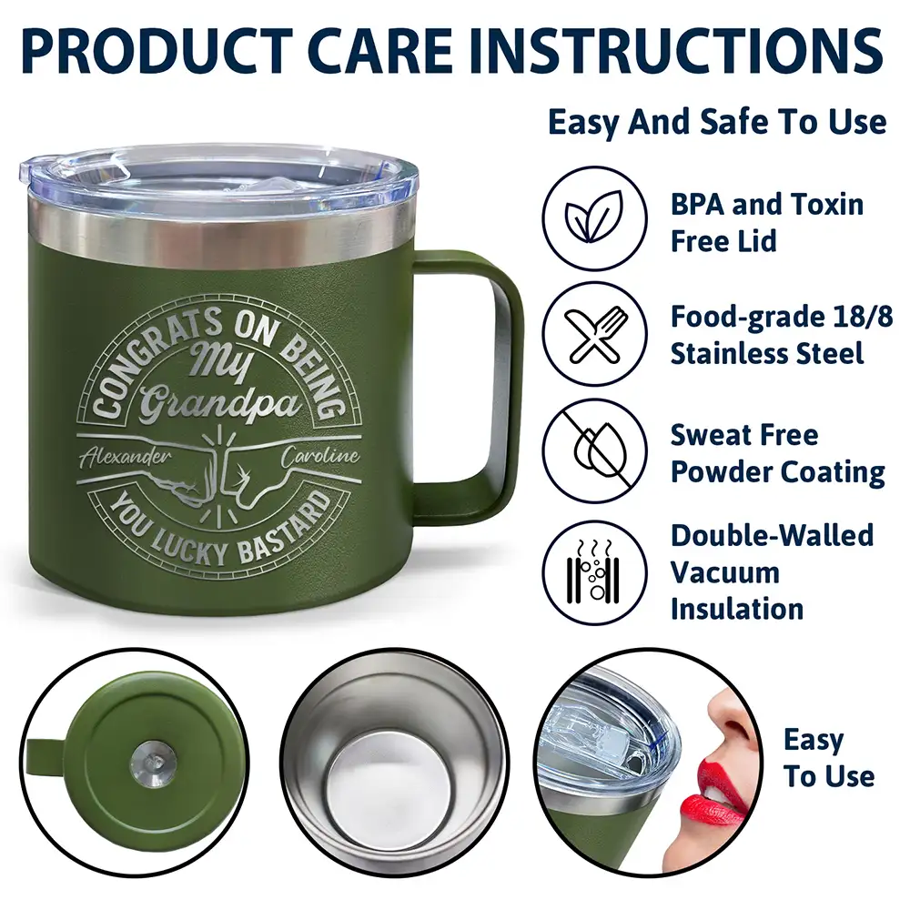 Gift For Brothers, Gift For Bestie, Gift For Men - Congrats On Being My Brother You Lucky Man - Personalized 14oz Stainless Steel Tumbler With Handle