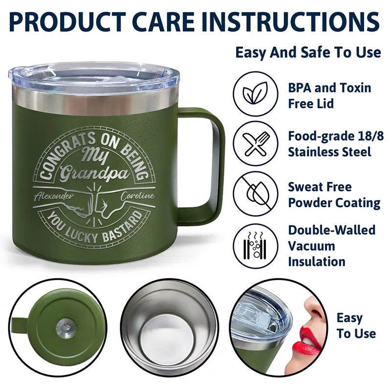 Gift For Brothers, Gift For Bestie, Gift For Men - Congrats On Being My Brother You Lucky Man - Personalized 14oz Stainless Steel Tumbler With Handle